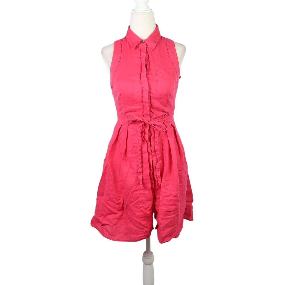 HD in Paris Anthropologie Coral Pink Sleeveless A-Line Mini Shirt Dress 0